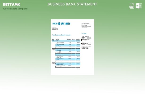 модерен стил Извод на сметка на организацијата на банката Ханкоу Шаблон Word и P